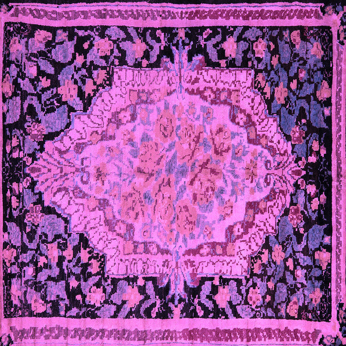 Square Machine Washable Medallion Purple French Area Rugs, wshabs5421pur