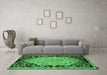 Machine Washable Medallion Emerald Green French Area Rugs in a Living Room,, wshabs5421emgrn