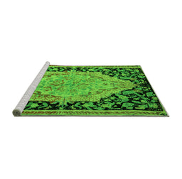 Sideview of Machine Washable Medallion Green French Area Rugs, wshabs5421grn