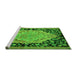 Sideview of Machine Washable Medallion Green French Area Rugs, wshabs5421grn