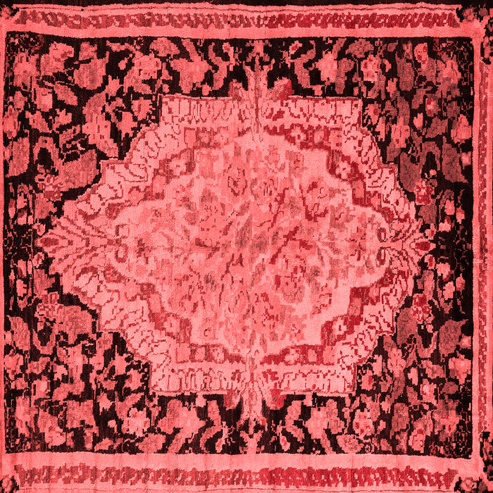 Machine Washable Medallion Red French Rug, wshabs5421red