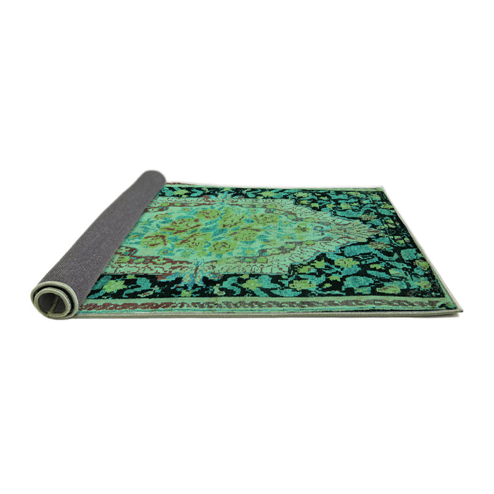 Sideview of Medallion Turquoise French Rug, abs5421turq