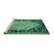 Sideview of Machine Washable Medallion Turquoise French Area Rugs, wshabs5421turq