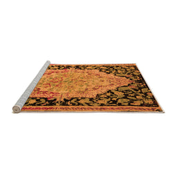 Sideview of Machine Washable Medallion Orange French Area Rugs, wshabs5421org