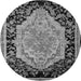 Round Machine Washable Medallion Gray French Rug, wshabs5421gry