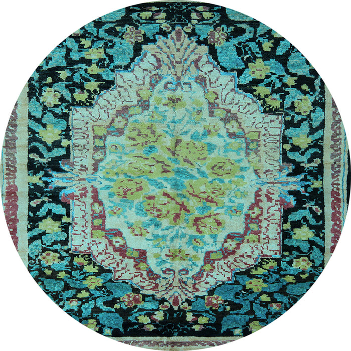 Round Medallion Light Blue French Rug, abs5421lblu
