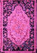 Machine Washable Medallion Pink French Rug, wshabs5421pnk