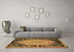 Machine Washable Medallion Brown French Rug in a Living Room,, wshabs5421brn