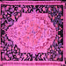 Square Machine Washable Medallion Pink French Rug, wshabs5421pnk