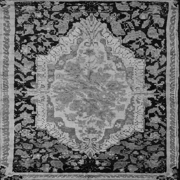 Square Machine Washable Medallion Gray French Rug, wshabs5421gry