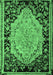 Machine Washable Medallion Emerald Green French Area Rugs, wshabs5421emgrn