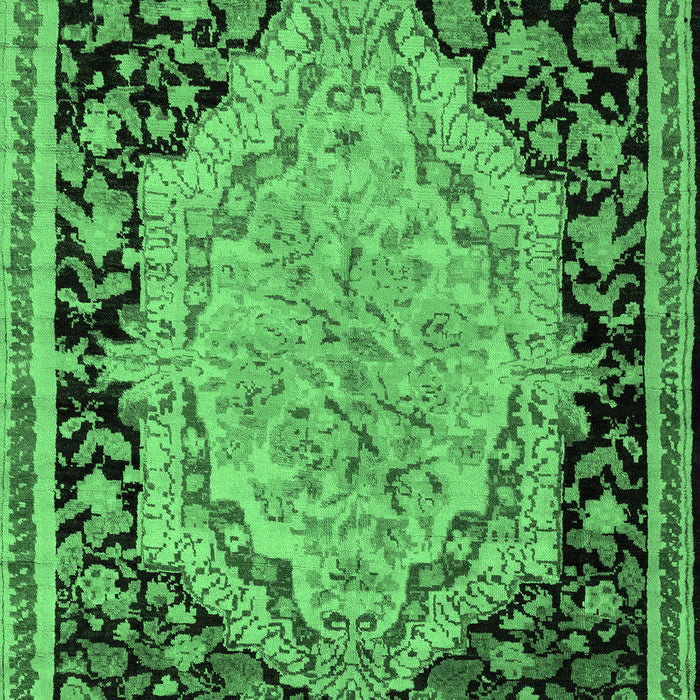 Machine Washable Medallion Emerald Green French Area Rugs, wshabs5421emgrn