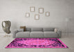 Machine Washable Medallion Pink French Rug in a Living Room, wshabs5421pnk