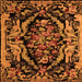 Square Machine Washable Medallion Orange French Area Rugs, wshabs5422org