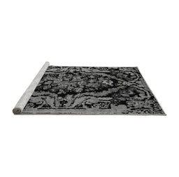 Sideview of Machine Washable Medallion Gray French Rug, wshabs5422gry