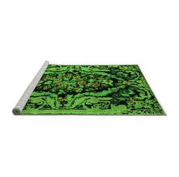 Sideview of Machine Washable Medallion Green French Area Rugs, wshabs5422grn