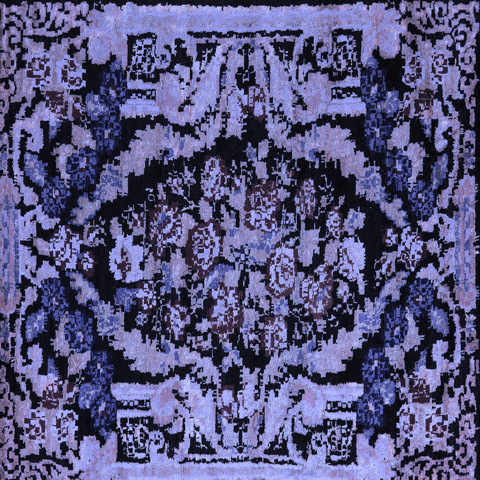 Square Machine Washable Medallion Blue French Rug, wshabs5422blu