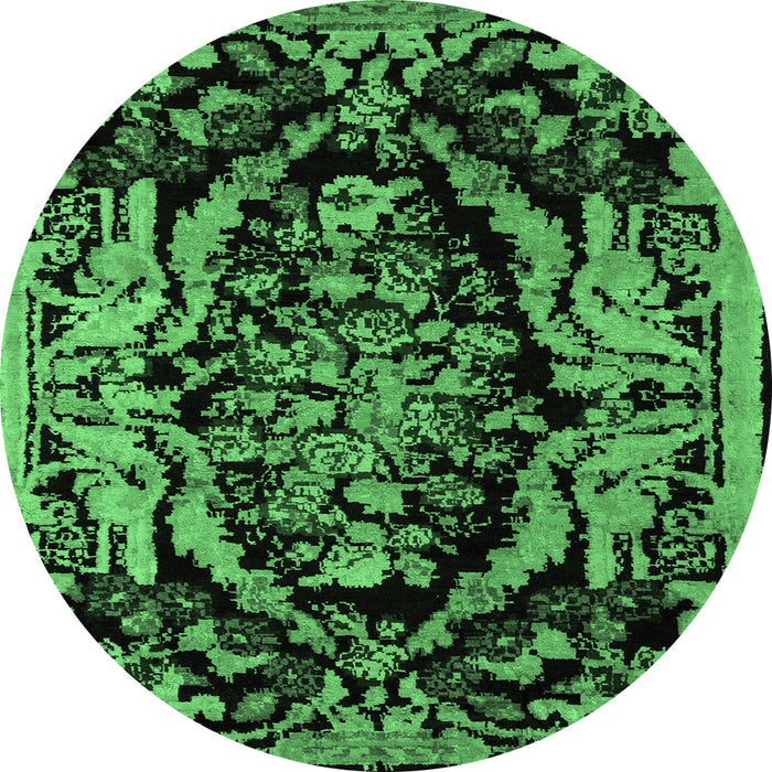 Round Medallion Emerald Green French Rug, abs5422emgrn