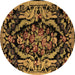 Round Medallion Brown French Rug, abs5422brn