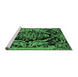 Sideview of Machine Washable Medallion Emerald Green French Area Rugs, wshabs5422emgrn