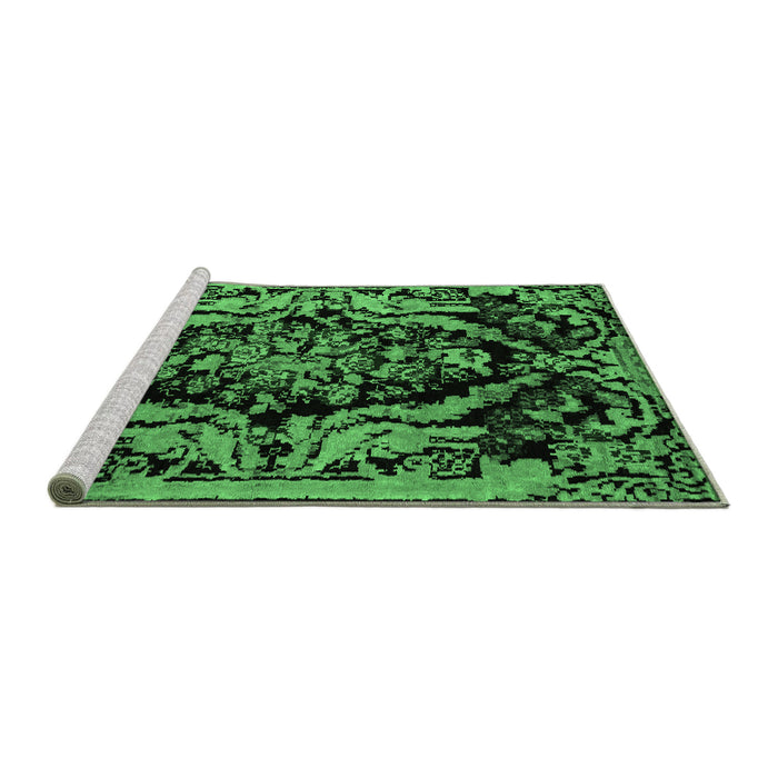 Sideview of Machine Washable Medallion Emerald Green French Area Rugs, wshabs5422emgrn