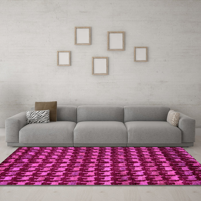 Machine Washable Abstract Pink Modern Rug in a Living Room, wshabs5423pnk