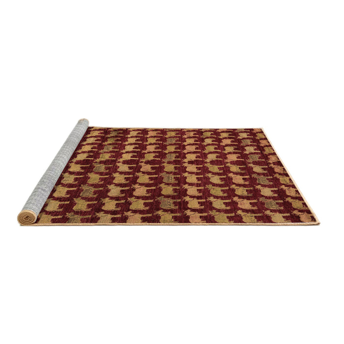 Sideview of Machine Washable Abstract Brown Modern Rug, wshabs5423brn