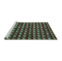 Sideview of Machine Washable Abstract Turquoise Modern Area Rugs, wshabs5423turq