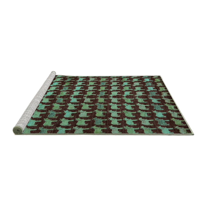 Sideview of Machine Washable Abstract Turquoise Modern Area Rugs, wshabs5423turq