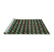 Sideview of Machine Washable Abstract Turquoise Modern Area Rugs, wshabs5423turq