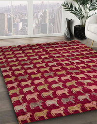 Abstract Red Modern Rug, abs5423