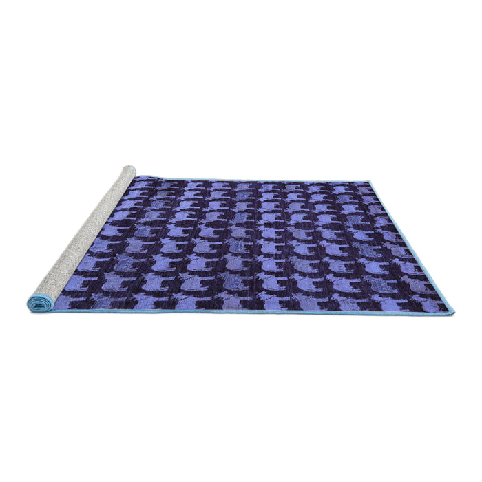 Sideview of Machine Washable Abstract Blue Modern Rug, wshabs5423blu