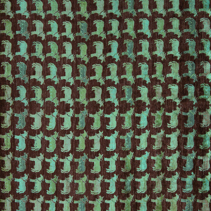 Square Machine Washable Abstract Turquoise Modern Area Rugs, wshabs5423turq