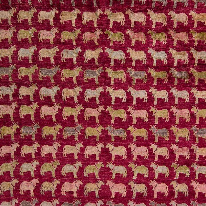 Machine Washable Abstract Red Rug, wshabs5423