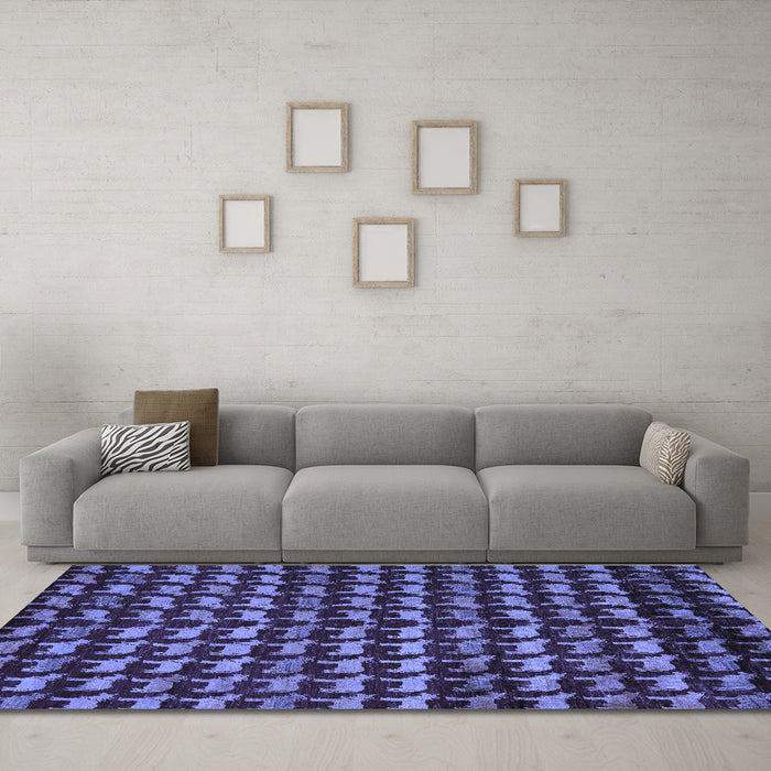 Machine Washable Abstract Blue Modern Rug in a Living Room, wshabs5423blu