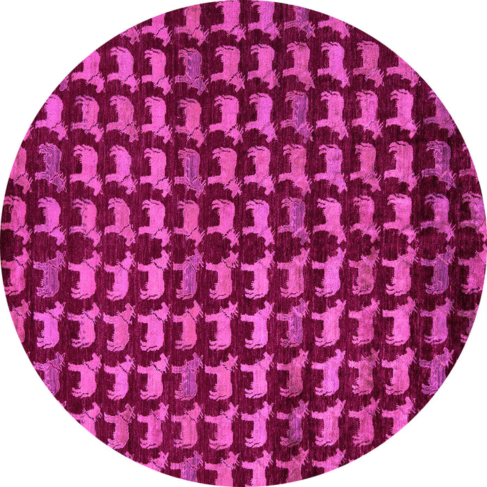 Round Machine Washable Abstract Pink Modern Rug, wshabs5423pnk