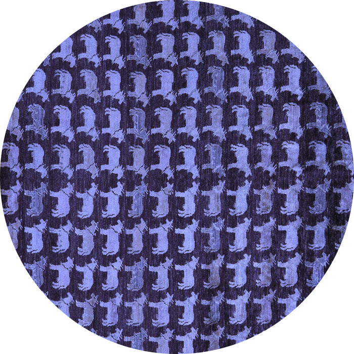 Round Machine Washable Abstract Blue Modern Rug, wshabs5423blu