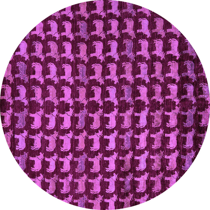 Round Abstract Purple Modern Rug, abs5423pur