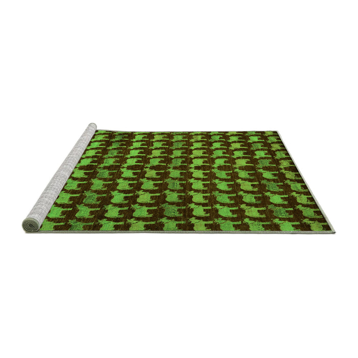 Sideview of Machine Washable Abstract Green Modern Area Rugs, wshabs5423grn