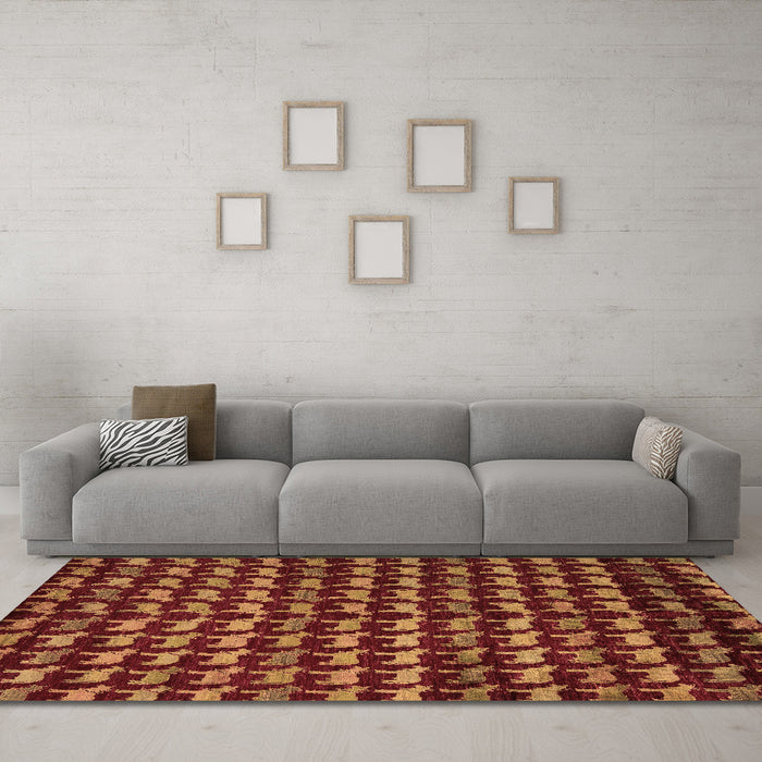 Machine Washable Abstract Brown Modern Rug in a Living Room,, wshabs5423brn