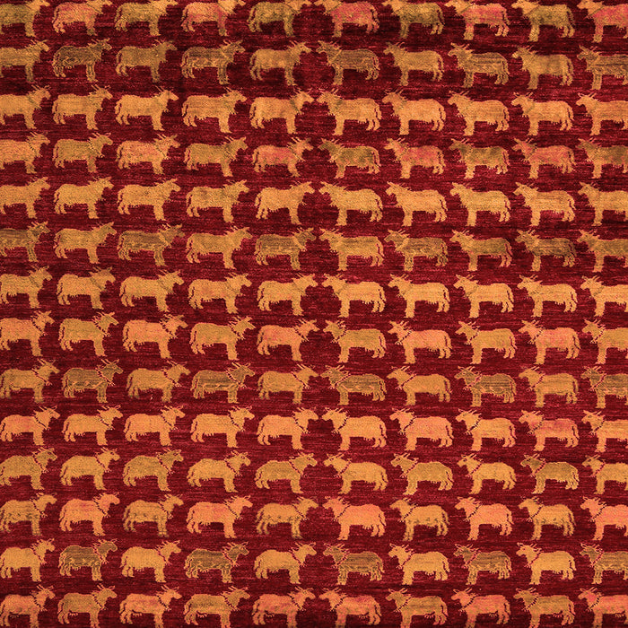 Square Machine Washable Abstract Orange Modern Area Rugs, wshabs5423org