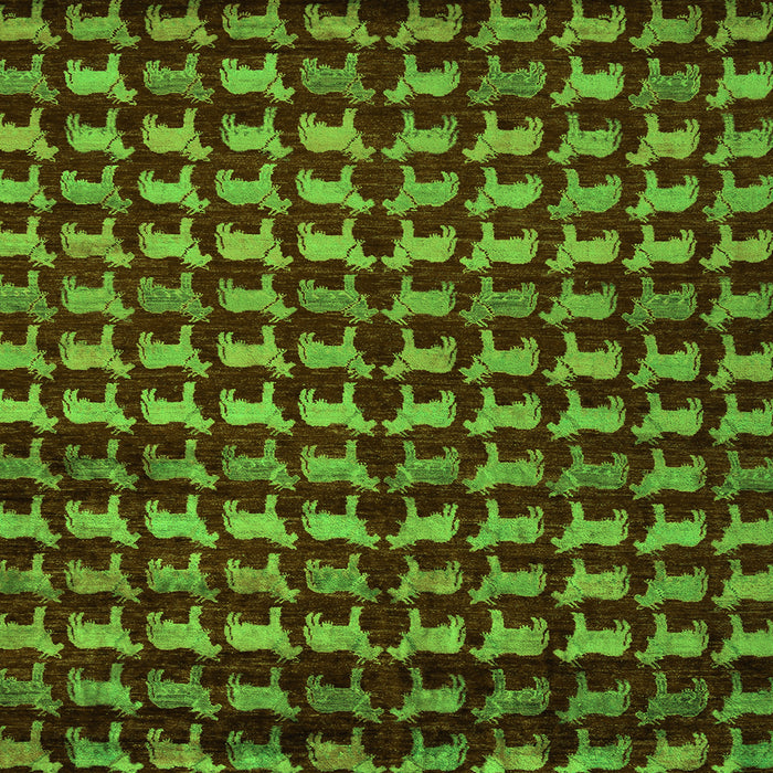 Square Machine Washable Abstract Green Modern Area Rugs, wshabs5423grn