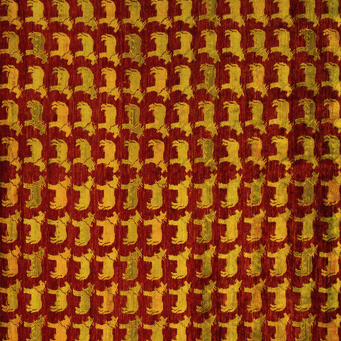 Square Machine Washable Abstract Yellow Modern Rug, wshabs5423yw