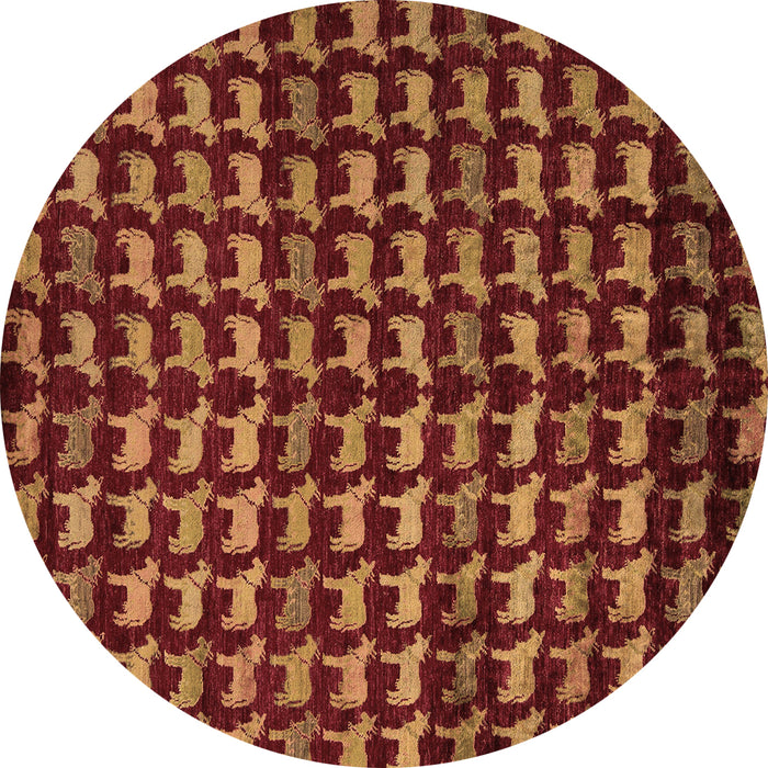 Round Machine Washable Abstract Brown Modern Rug, wshabs5423brn