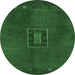 Round Machine Washable Abstract Emerald Green Modern Area Rugs, wshabs5424emgrn