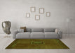 Machine Washable Abstract Green Modern Area Rugs in a Living Room,, wshabs5424grn