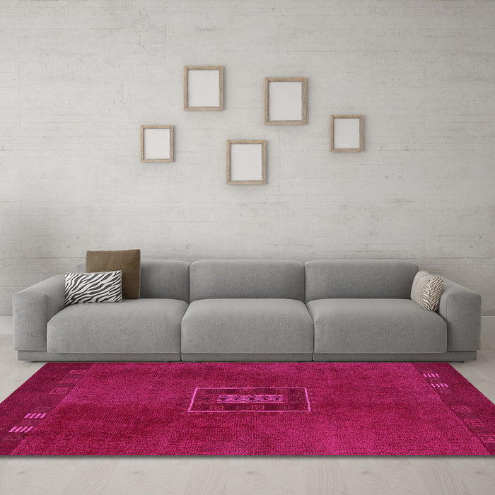 Machine Washable Abstract Pink Modern Rug in a Living Room, wshabs5424pnk