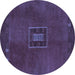 Round Abstract Blue Modern Rug, abs5424blu