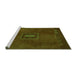 Sideview of Machine Washable Abstract Green Modern Area Rugs, wshabs5424grn