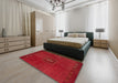 Abstract Red Modern Rug in a Bedroom, abs5424